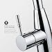 pH7 F04 1-hole or 3-holes Plastic Pull-down Kitchen Sink Faucet with Deck Plate; 1- handle Kitchen Faucet; Excellent Finish, Nylon Hose, and Docking System, Chorme