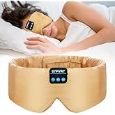 Sleep Mask Bluetooth 5.4 Headphones Soft Wireless Headband Eye Mask Blackout with Microphone (Gold)