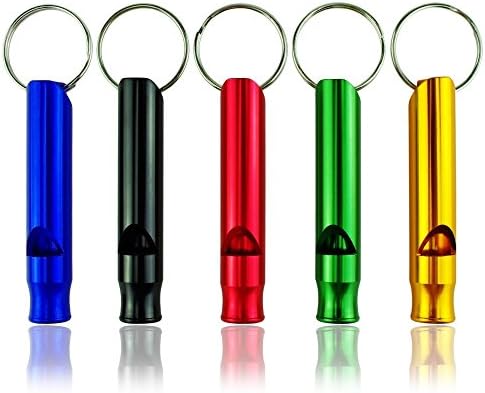 Virtuous V5 Outdoor Emergency Hiking Camping Aluminum Survival Whistle Key Chain, 5pcs With Sorted Colors
