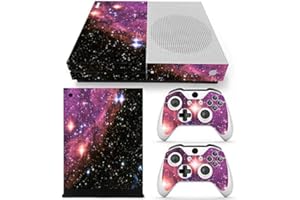 DOMILINA Protective Vinyl Skin Decal Cover for Xbox One S Console wrap Sticker Skins with Two Free Wireless Controller - Purple Galaxy