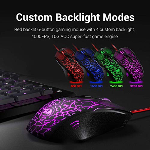 Redragon S107 Gaming Keyboard and Mouse Combo Wired Mechanical Feel RGB