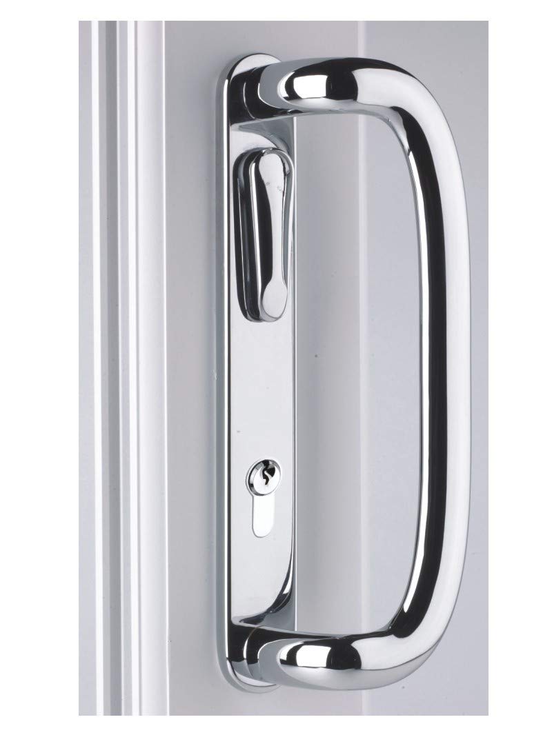 Mila Inline Patio Door Handle Pair 109mm Screw Fix Chrome Lever