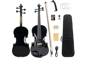 Yinfente - Electric Acoustic Violin, 4/4, Full Size, 4 Strings, Maple Spruce for Students, Violin for Beginners Violin, Brazi