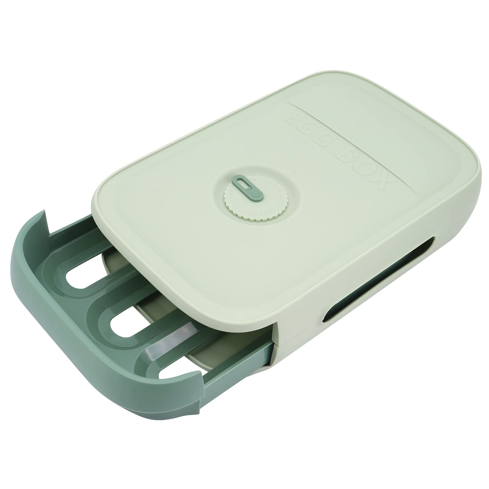 Beowanzk Egg Holder Storage Container for 18-21 Eggs, Kitchen Drawer Box, Basket Organiser, House, Skelter/Carrier/Tray, Rack Plastic (Green)