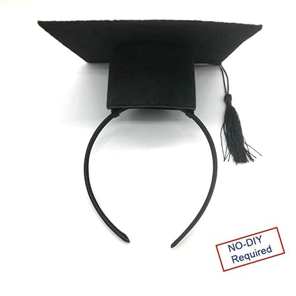 Hemarty Graduation Cap For Kids Ribbon Headband Black Graduation Cap Hat With Tassel For Surprise Ball Mini Piniata Graduation Party Favor