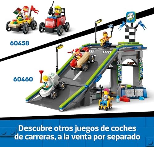 City Pack de Coches de Carreras: Avión vs. Cama de Hospital de Juguete, Autos Locos de Carreras con 2 Minifiguras de Piloto y Paciente, Regalo para Niños y Niñas de 5 Años o Más 60459