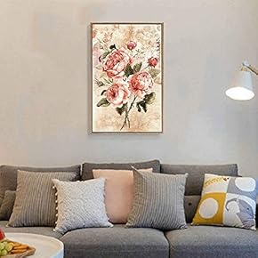 Floating Framed Canvas Wall Art for Living Room, Bedroom Vintage Flower Canvas Prints for Home Decoration Ready to Hang - 16x24 inches