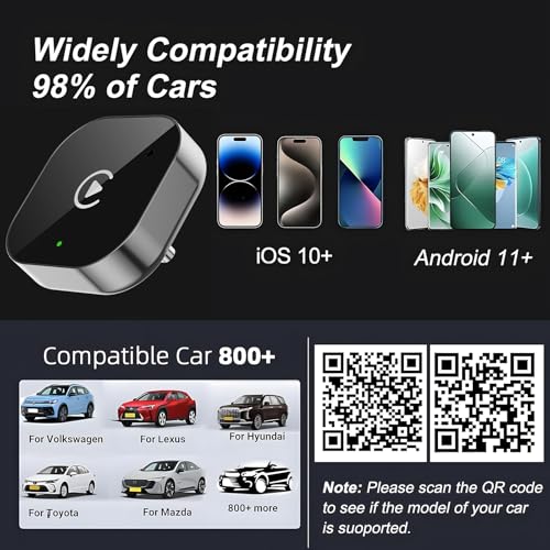 AotuLink USB C Wireless CarPlay and Android Car Adapter, Wired to Wireless Dongle | Plug & Play, Compatible with iOS and Android Smartphones