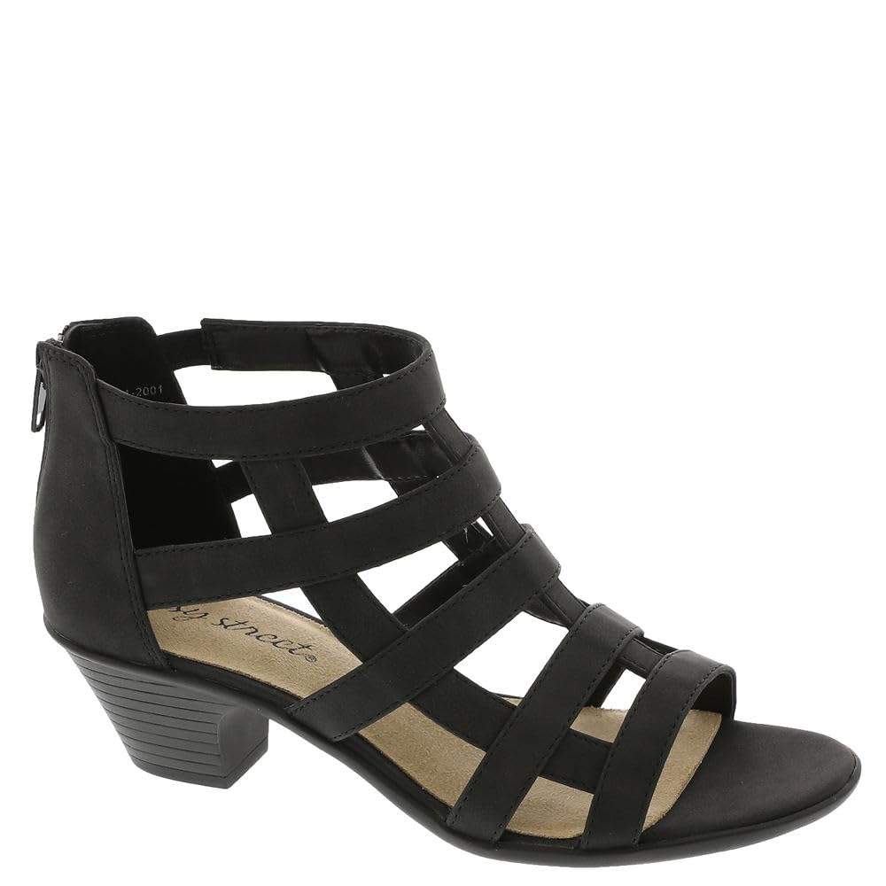 Easy Street Women’s Marg Heeled Sandal, Black, 6 Narrow