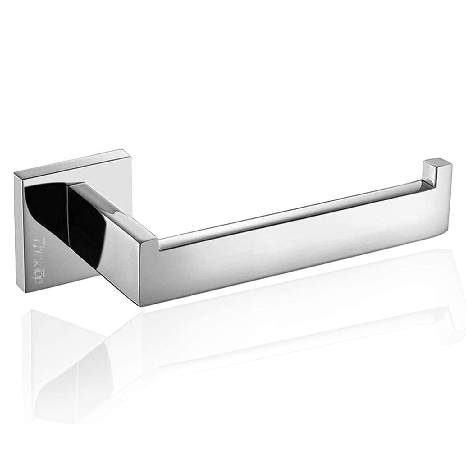ThinkTop Luxury Sqaure Chrome Toilet Roll Holder Wall Mounted Silver SUS304 Stainless Steel Toilet Paper Holder for Bathroom