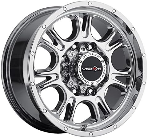 17 inch 17x8.5 Vision Off-Road Fury Phantom Chrome wheel rim; 8x170 bolt pattern with a +18 offset. Part Number: 399-7870PC18