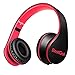 BestGot Headphones with Microphone Volume Control for Cellphones Smartphones iphone Laptop Computer Mp3/4 With Transport Waterproof Bag for kids/girls (Black/Red)