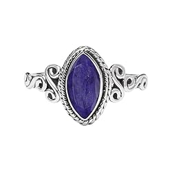 Rubicrafts Blue Sapphire Stone Ring 925 Sterling