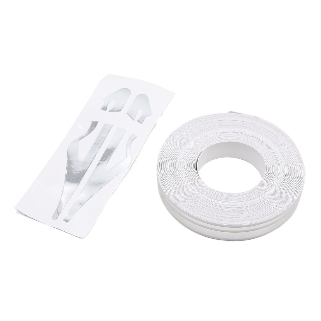 sourcing map 12mm Vinyl Striping Pin Stripe Double Line Tape Car Decal Sticker Silver Tone