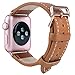 JSGJMY Apple Watch Band 38mm Women Genuine Leather Wrist Strap Replacement Bracelet with Stainless Metal Clasp for iWatch Series 2/Series 1/ Edition/Sport(Light Brown+Rose Gold Buckle)