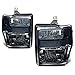Auto Dynasty Headlights Assembly Compatible with 2008 2009 2010 Ford F250 F350 F450 F550 Super Duty 2nd Gen, Driver and Passenger Side Halogen Headlamps Replacement, Smoked Lens Clear Corner
