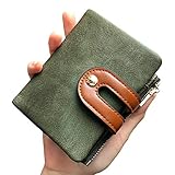 Womens Wallets Small Rfid Ladies Bifold Wallet With Zipper Coin Pocket,Mini Purse Soft Compact Thin (green)