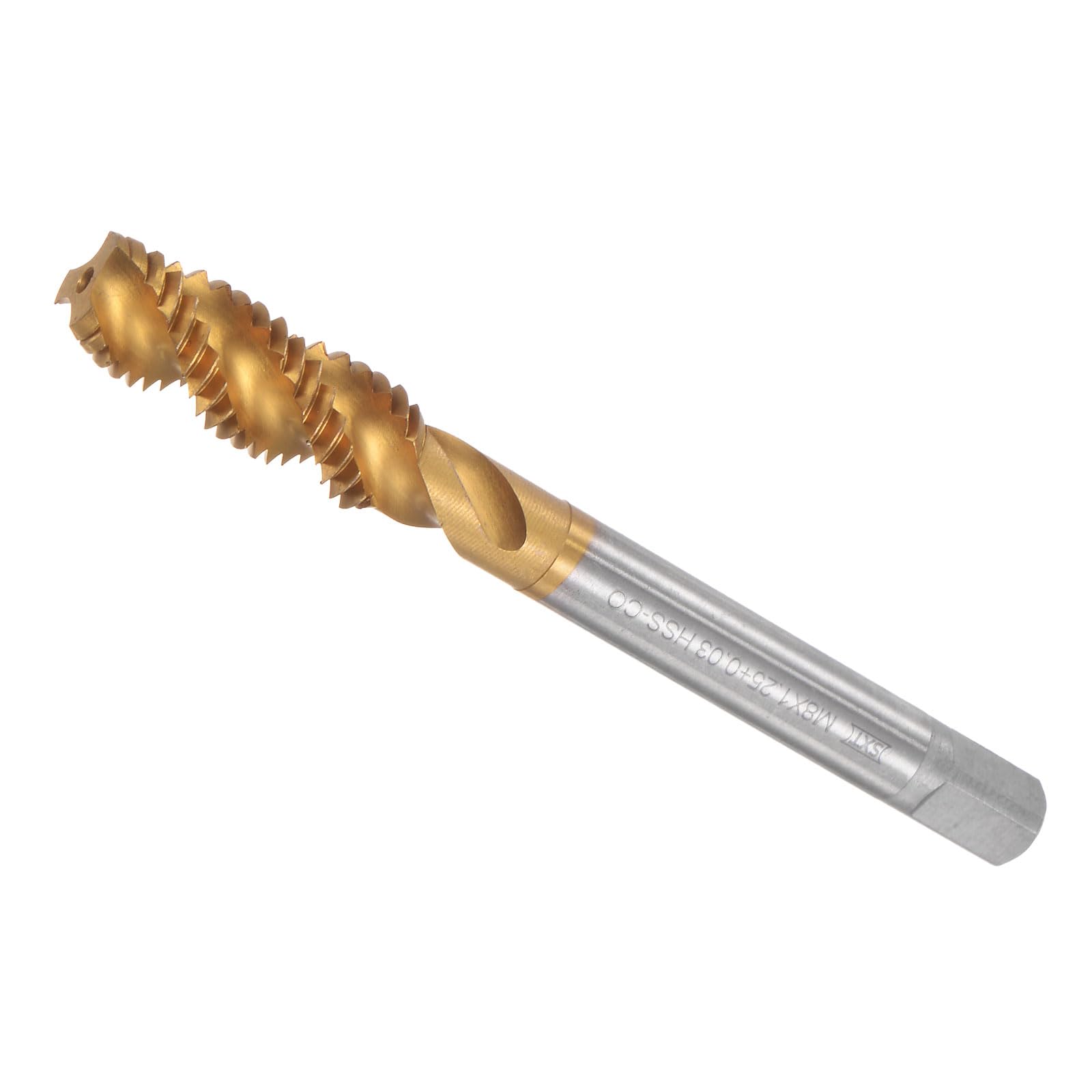 CoCud Spiral Flute Taps, M8 x 1.25 + 0.03 Thread Size, Cobalt High Speed Steel Metric Threading - (Applications: for Aluminum Stainless Steel Bronze Plastics) — image 1