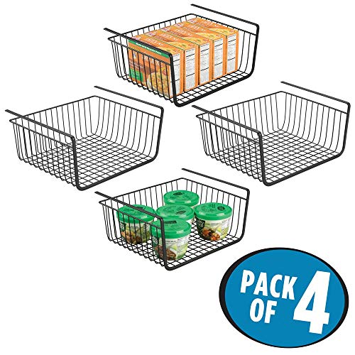 mDesign Household Metal Under Shelf Hanging Storage Bin Basket with