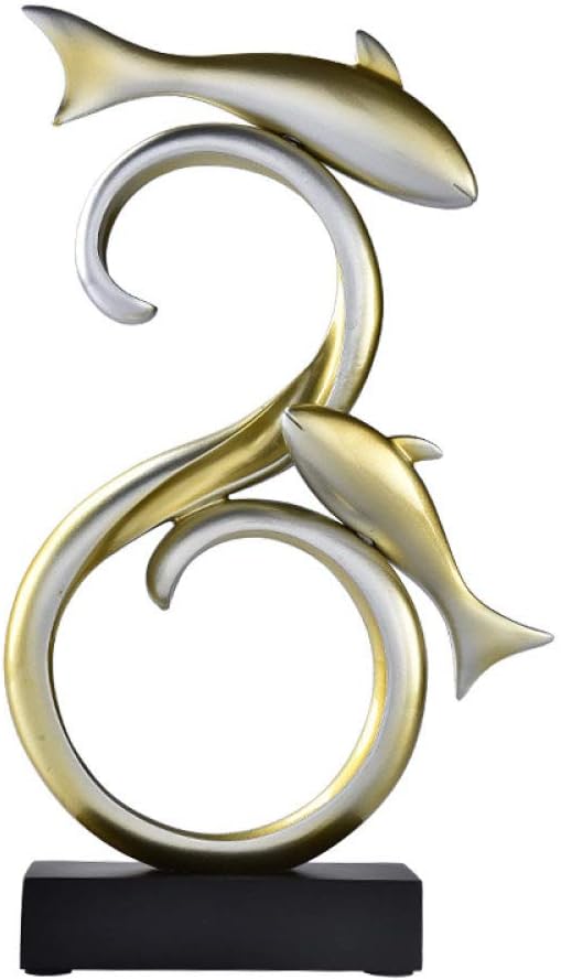 MIANJUMJ Statue Sculpture Figurine Statuette,Home Decor Accessories Resin Decoration Garden Decoration Diving Dragon Gate Golden Fish Statue Fish Sculpture Christmas Doll Birthday Gift Crafts