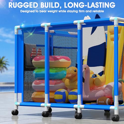 ZoneJoy Pool Float Storage with Canopy,Pool Storage Bin XXX-Large,Outdoor Pool Toy Storage Organizer for Pool, Floats & Balls, Outdoor Pool Toy Storage with Rolling Cart for Swimming Equipments