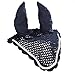 Intrepid International All Crochet Fly Veil with Ears, Navy/Silver, Horse Size