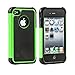 Fulland Deluxe Hybrid TUFF Rugged Shockproof Rubber + Hard Case Cover For Apple iPhone 4 4s Plus Stylus Pen and Screen Protector-Green/Black