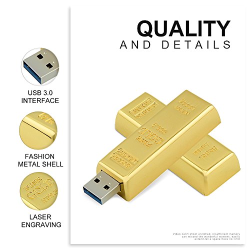 Usbkingdom 16GB USB 3.0 Flash Drive Super Speed Metal Bullion Gold Bar Shape Pendrive Memorias USB Memory Stick