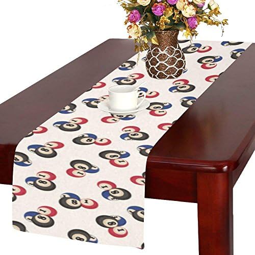 Cotton Linen Burlap Table Runner 14 x 72 Inch Casino Ball Number Billiards Snooker Game, for Wedding Party Holiday Dinner Home Decor