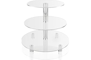 Acrylic Cupcake Stand, 3Tier Round Clear Cupcake Tower Display Dessert Holder Tray for Birthday Wedding Baby Showers Annivers