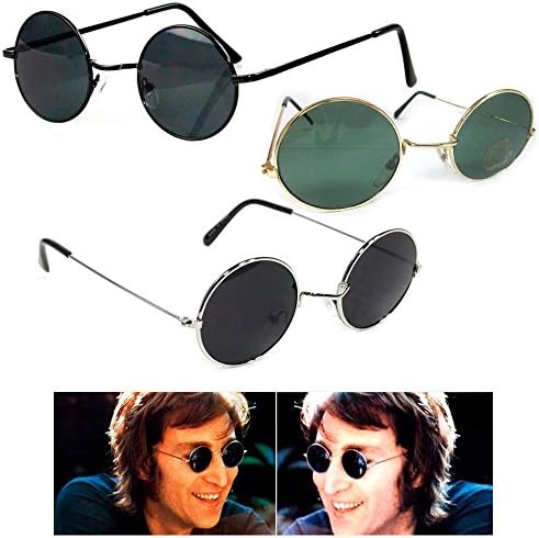 John Lennon Sunglasses Round Shades Wire Frame Colored Lenses Metal Retro Hippie