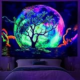 Generleo Blacklight Moon Tapestry Trippy Galaxy