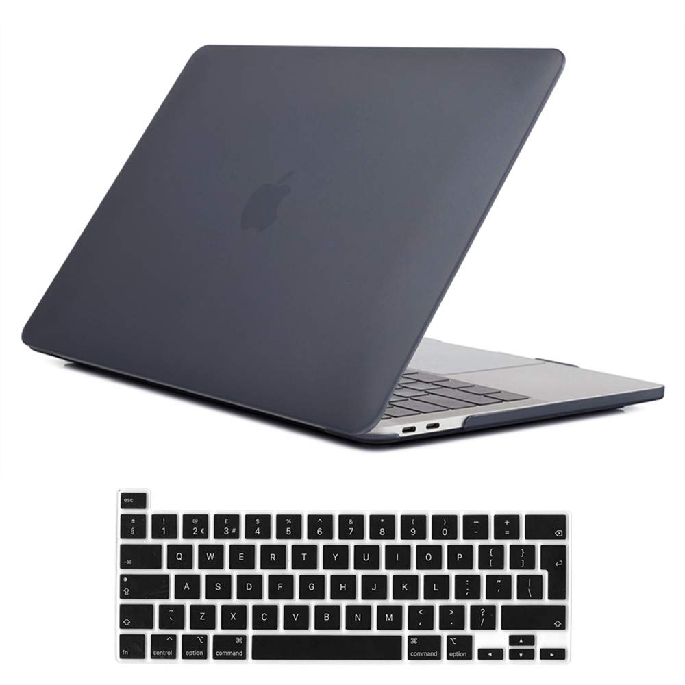 Se7enline compatible with 2023 2022 2021 2020 MacBook Pro 13 inch Case Soft-Touch Hard Shell Cover for MacBook Pro 13-inch Model A2251/A2289/M1/M2 A2338 with Touch Bar & EU Layout Keyboard Skin, Black