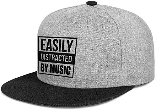 WJINX Easily Distracted by Music Unisex Funny Flat Brim Cap Quick Drying Adjustable Trucker Hat