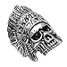 Eamaott Cool Indian Chiefs Headdress Skull Ring Men Stainless Steel Hip Hop Biker Ring