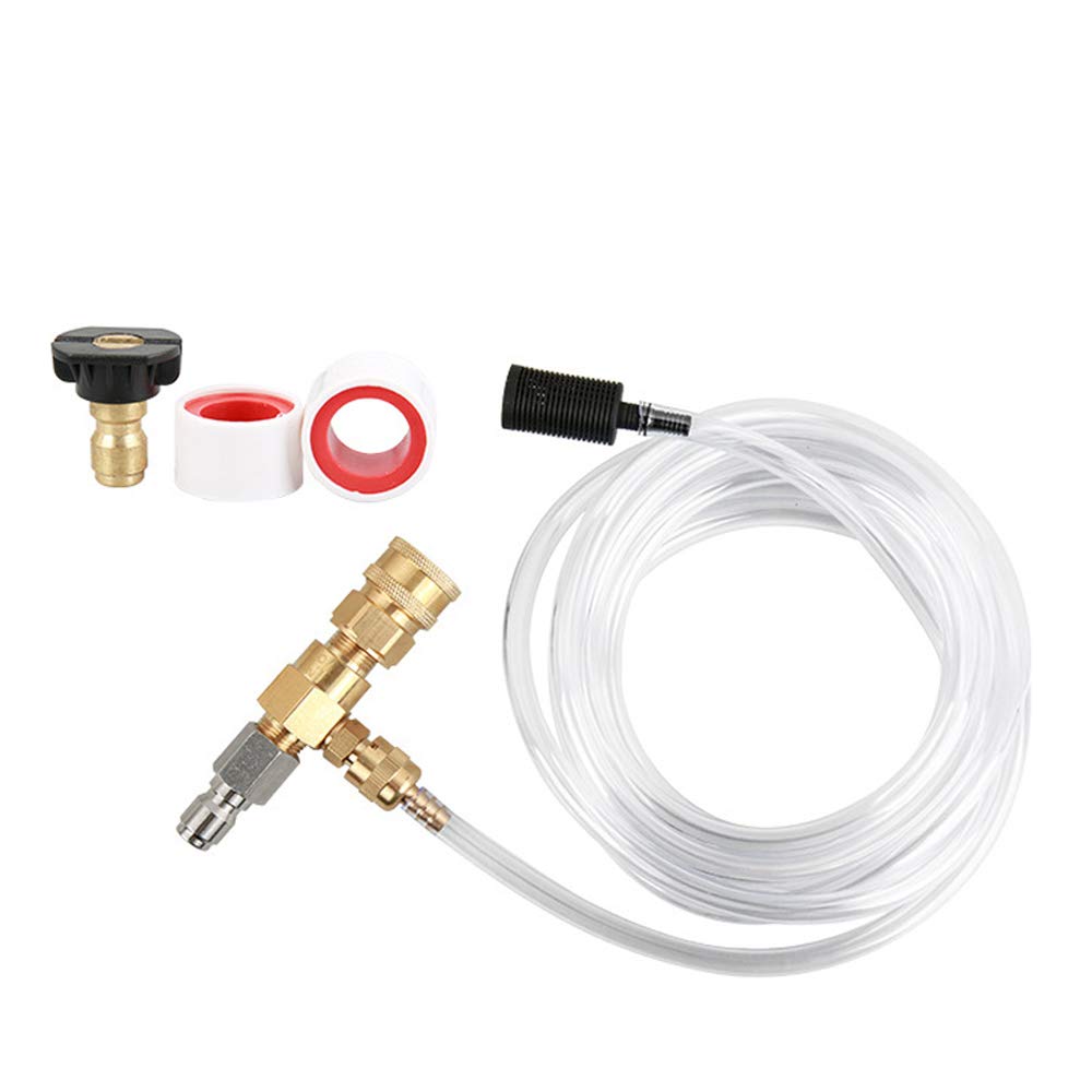 Pressure Washer Chemical Injector Kit with Adjustable Snap Coupler, Siphon Hose, Soap Nozzle and Teflon Tape, 3/8" Quick Connect