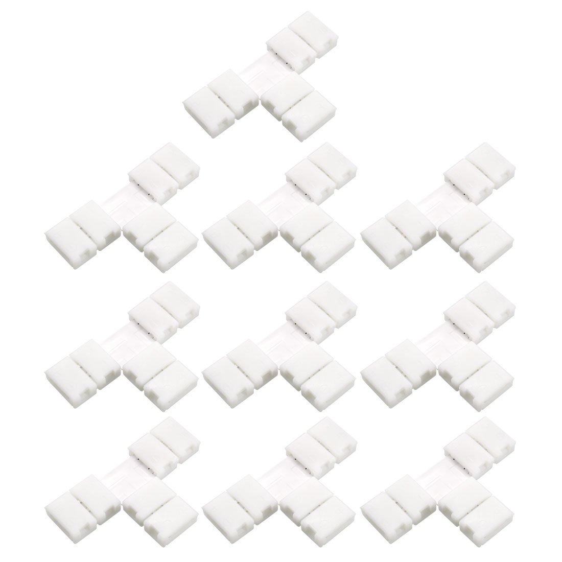 Sourcingmap 10pcs T Shape 2 Pin LED Strip Connector for 8mm Width 3528 Single Color Flex LED Strips