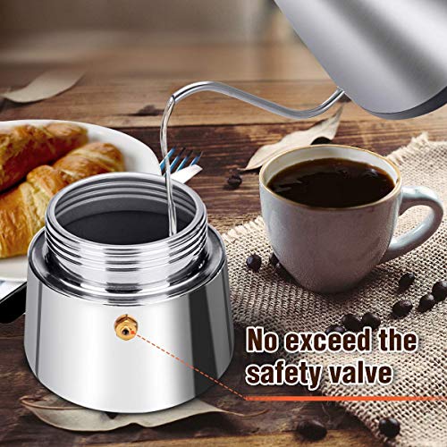 Godmorn Espressokocher, Kaffeekocher, Mokkakanne aus 430 Edelstahl, Espresso Maker für 6 Tassen (300 ml), Stovetop… – Bild 7