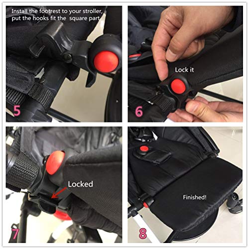 Nrpfell Stroller Footrest 6.5 Longer Accessories for Baby Stroller Feet Extension Infant Pram Footboard (Black)