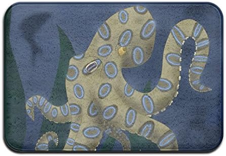 Yangaaaa Blue Ring Octopus Outdoor Rubber Mat Front Door Mats Porch Garage Large Flow Slip Entry Carpet Standard Rug Home 23.62" 15.74"