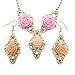 40 PCS Flower Connector Charms Collection - Antique Gold Silver Bronze Patina Colors Lozenge Rhombus Filigree Metal Pendants for Jewelry Making DIY Findings (HM58)