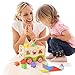 JOYNOTE Large Wooden Shape Sorter Bus with Tangram Classic 3D Push Pull Truck Toy for Toddlers and Baby Color Recognition and Geometry Learning, (20 Blocks and Carry Case Included)