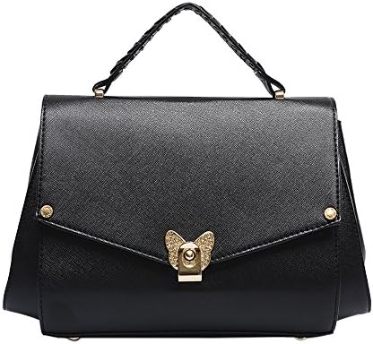 QZUnique Women's Elegant Lady Style Top Handle Bowknot Lock Cross Body Shoulder Bag Black