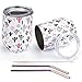 Insulated Wine Tumbler with Lid Straw,2 Pack 12oz Unbreakable Stainless Steel Stemless Wine Glasses,Dual Wall Vacuum Wine Mug Cup for Champagne,Cocktail,Coffee,Beer Office Birthday (Cactus)