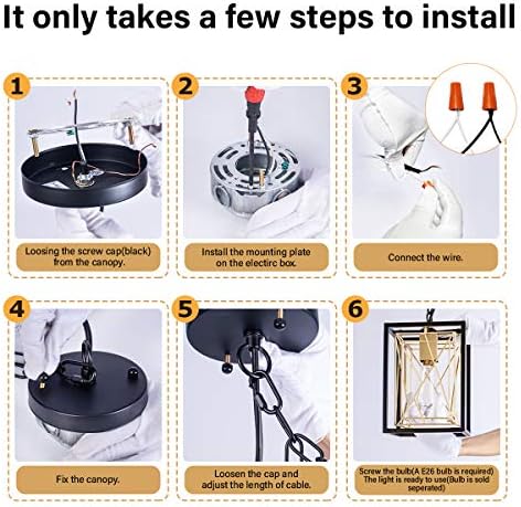 Pendant Lighting, UL Listed Cage Kitchen Light Fixtures Industrial Farmhouse Chandelier Black Gold Metal Hanging Lights E26 Modern Ceiling Light for Kitchen Island Entryway Dining Room Bedroom Foyer 8 51R26GmfPvL. AC