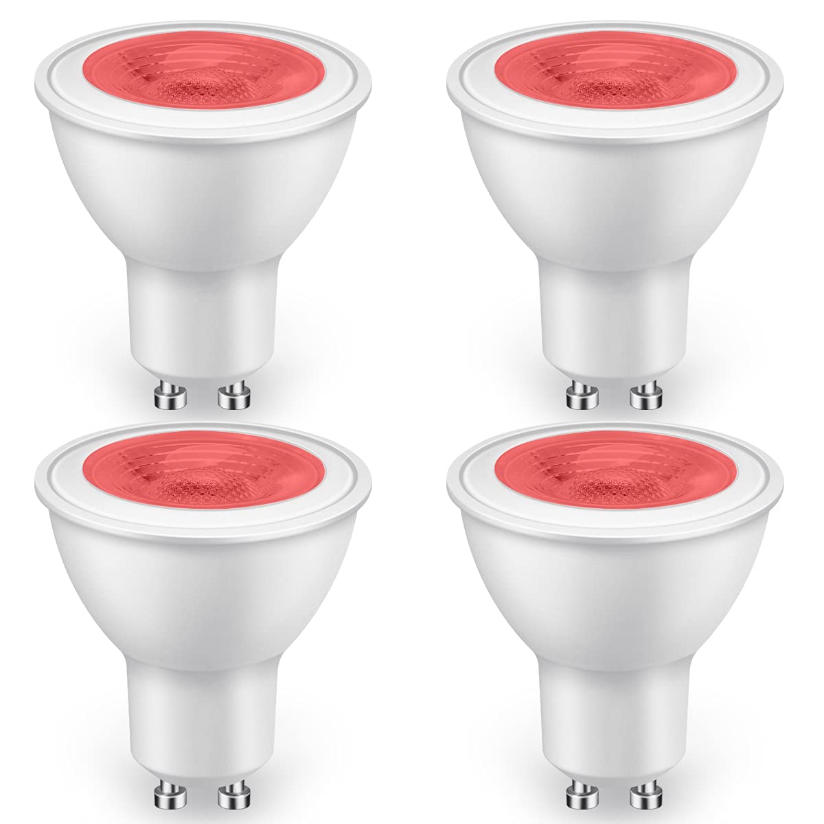 GlowsLand GU10 LED Bulbs Colour Red 5W [Equivalent to 50W Halogen Bulb] Non-dimmable,500LM,38°Narrow Beam Angle Spot Lights Used for Landscape, Decoration, Mood Lighting(Pack of 4)