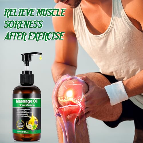 Massage Oil 250ML for Sore Muscle Relief, Soothing Blend with Menthol for Relaxation & Post-Workout Care – Lightweight, Fast-Absorbing Massage Oil for Neck, Shoulder & Back