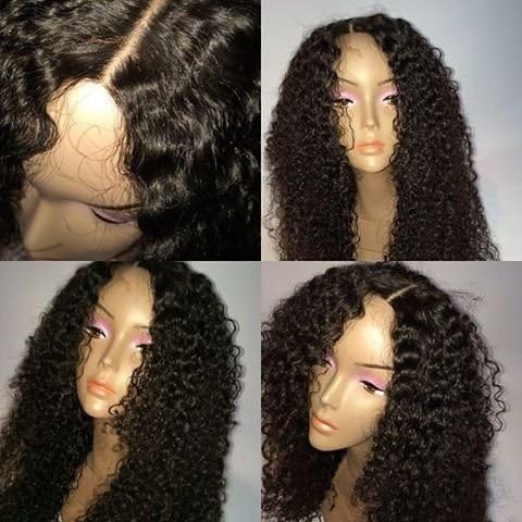 DLW Hair 7A Virgin Human Hair Lace Front Wig Kinky Curly Brazilian Remy Hair Wigs for Black Women 130% Density #1b with Baby Hair 20inch