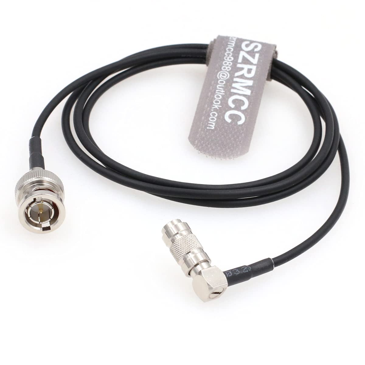 SZRMCC Right Angle DIN1.0 2.3 Male to BNC Male RG174 75ohm HD SDI Coaxial Cable for 4K Video Camera Monitor Recorders (60cm/24inch)