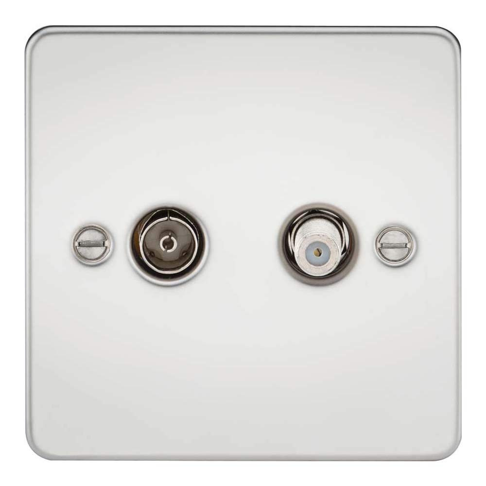 Knightsbridge FP0140PC FPAV0140PC Flat Plate Sat Tv Outlet (Isolated) -Polished Chrome